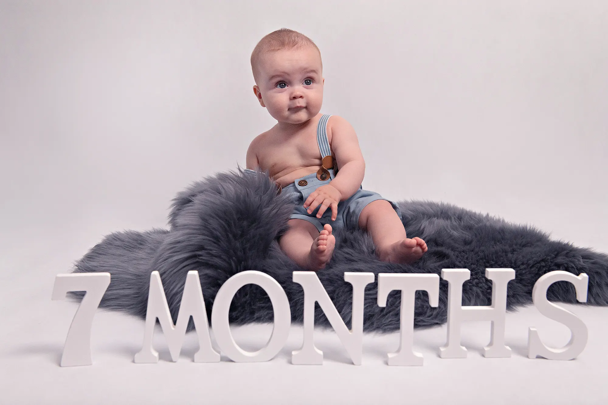 Cute baby portrait with soft background in North Shore studio, Sydney - baby photography