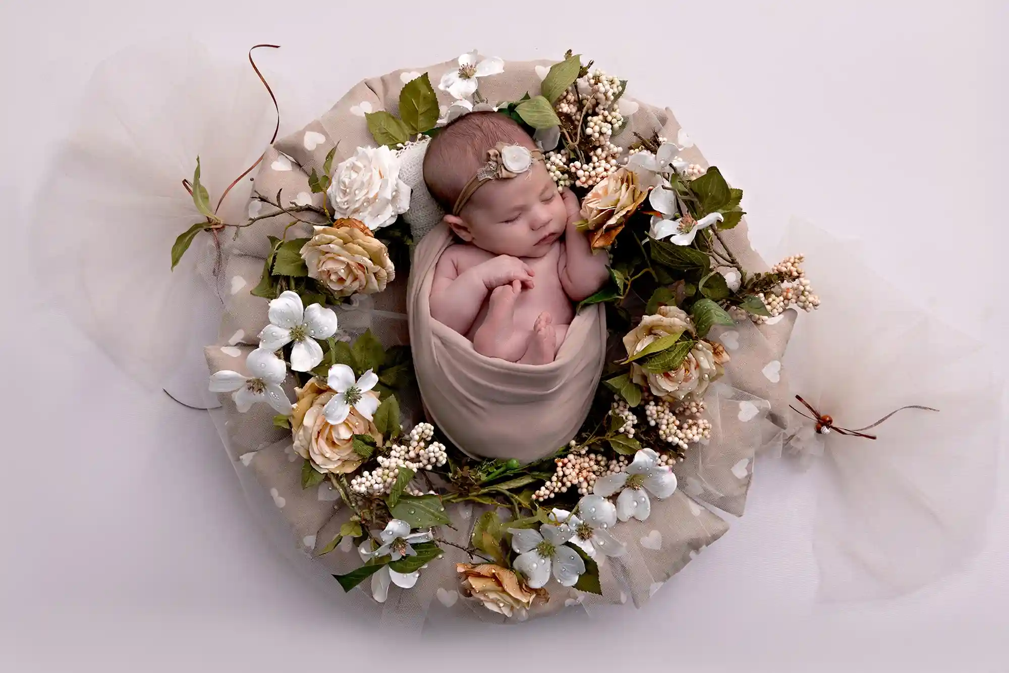 Newborn baby boy swaddled at Sky Portraits Studio, St Leonards, Sydney - baby photography specialist